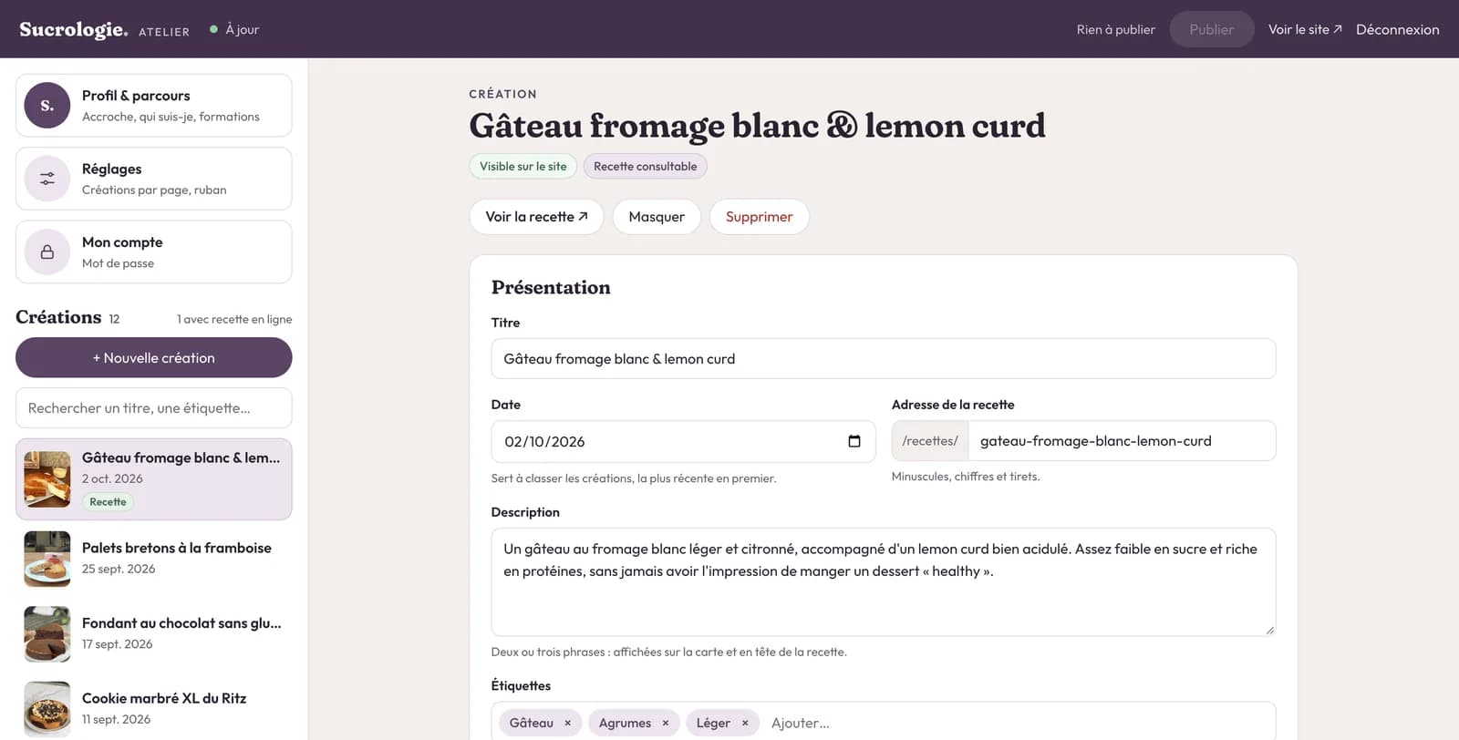 Sucrologie, Pâtisserie maison, gourmande et sans compromis